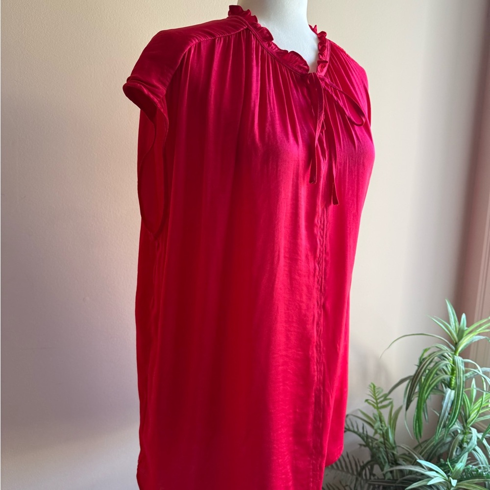Rachel Rachel Roy Sleeveless Red Ruffle Neck Tie Blouse – Women’s XL
